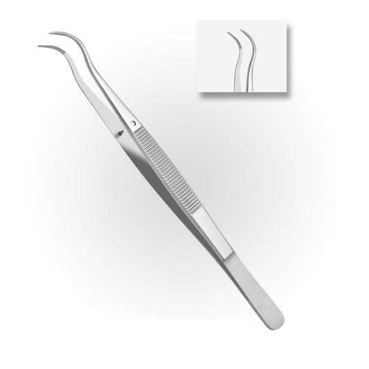 Bracket Tweezer Curved With Thin Serrated Tips
